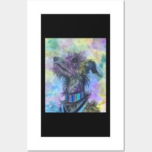 Rainbow scruffy Lurcher Posters and Art